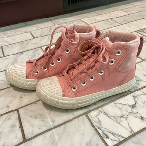 Converse Kids Pink High-Top Sneakers Waterproof Leather Warm